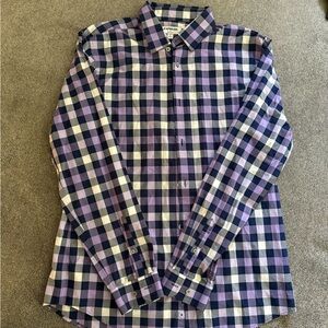 Express Purple and Black Plaid Men's Shirt
